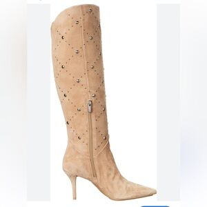 🆕 Vince Camuto Elegant Suede Tan Studded Knee-High Boots